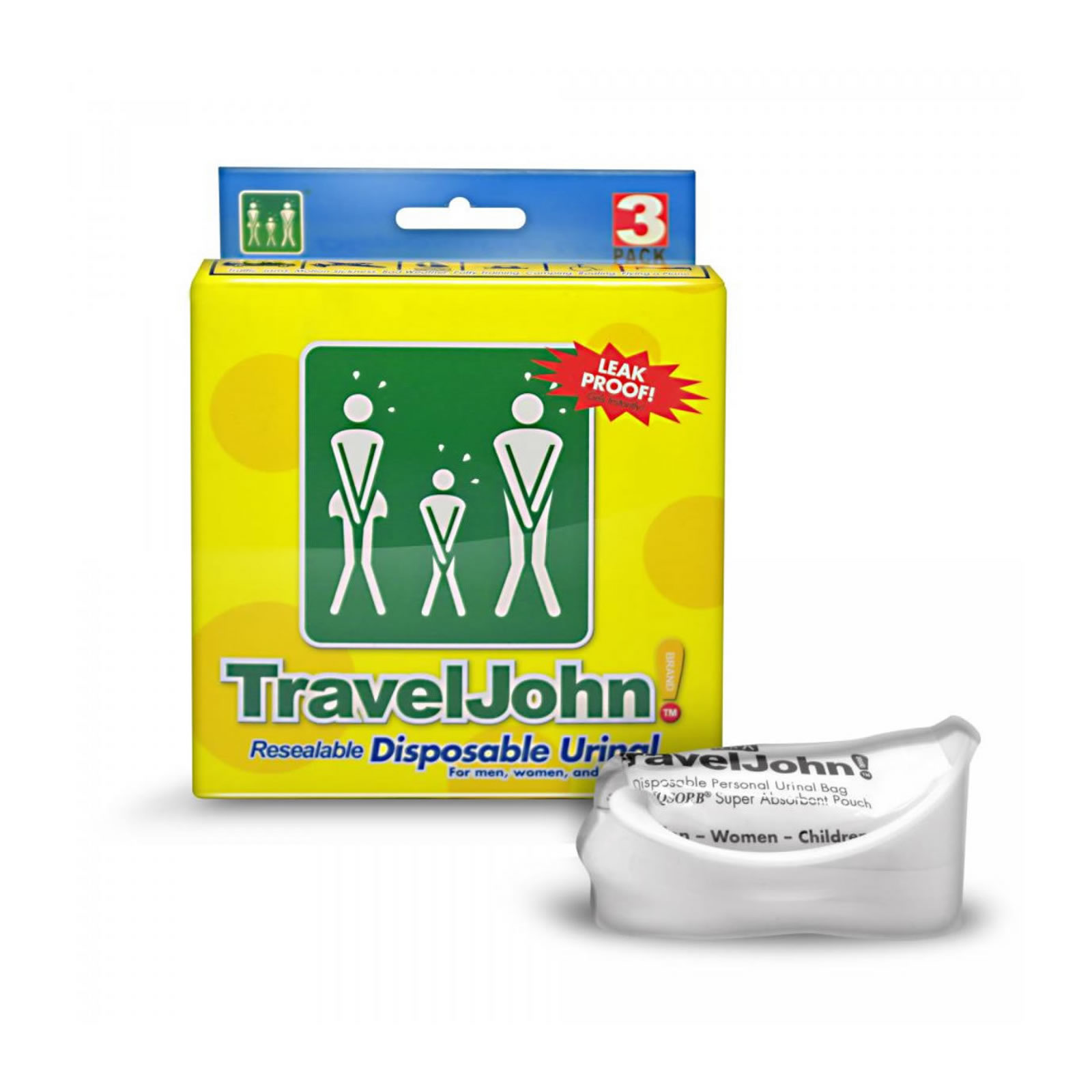 TravelJohn Travel John Disposable Solid Waste Bags Emergency Toilet Unisex 3 Pk 