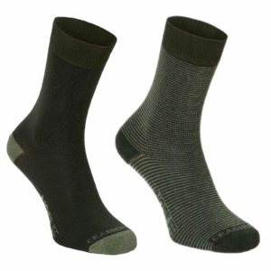 Craghoppers NosiLife Mens Travel Twin Pack Socks - Parka Green/Dry Grass