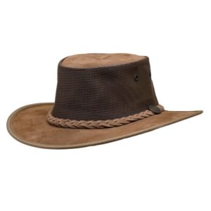 Barmah Unisex Foldaway Cooler Leather Hat - Hickory