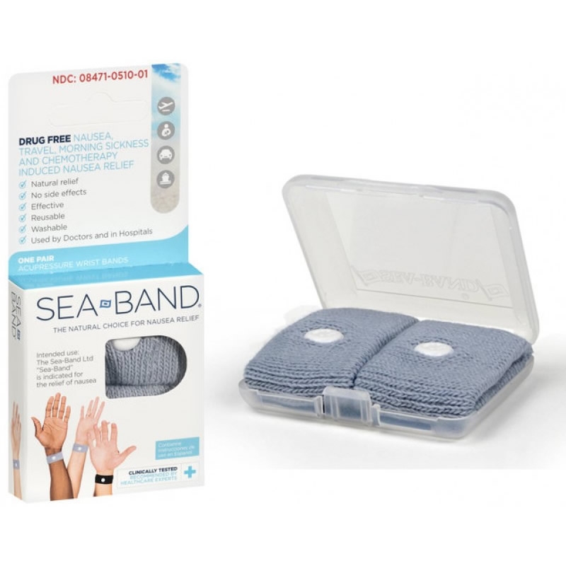 image shows seaband acupressure wristbands for nausea and sickness
