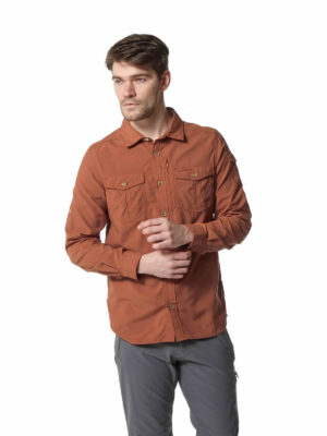 CMS605 Craghoppers NosiLife Mens Adventure Shirt - Burnt Whiskey - Front