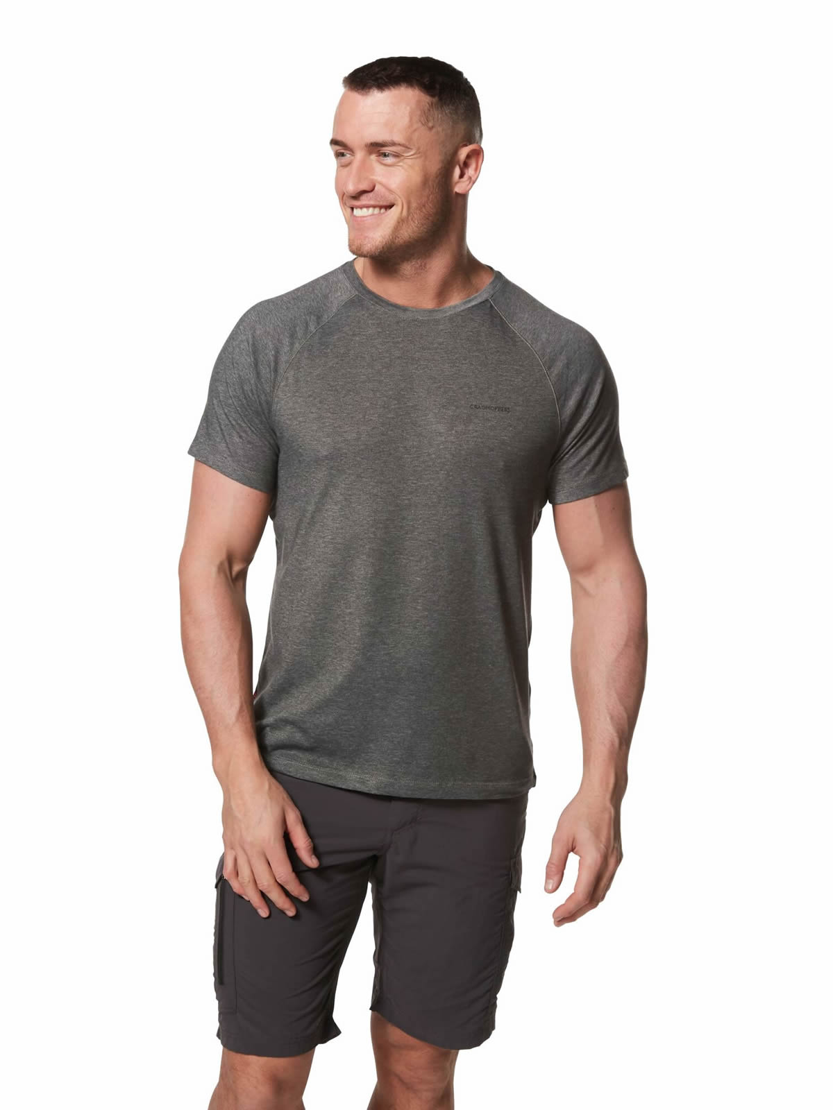 Craghoppers Mens NosiLife Anello Short Sleeve T Shirt Tee Top Black Grey Sports 