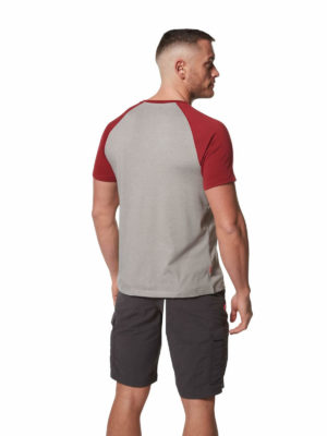 CMT881 Craghoppers NosiLife Anello Top - Soft Grey Marl/Firth Red - Back