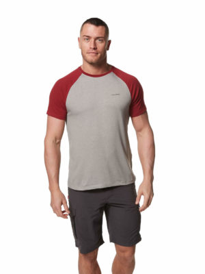 CMT881 Craghoppers NosiLife Anello Top - Soft Grey Marl/Firth Red - Front