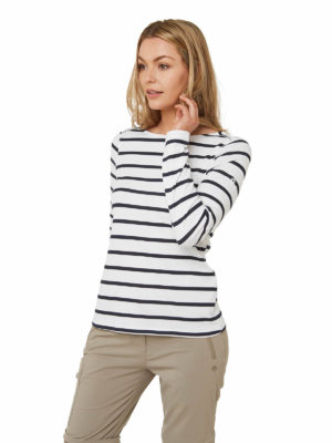 CWT1253 Craghoppers NosiLife Erin Top - Blue Navy Optic White Stripe - Front