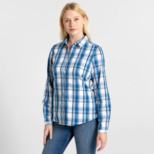 CWS511 Craghoppers NosiDefence Kiwi Shirt - Yale Blue Check - Front