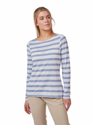 CWT1276 Craghoppers NosiLife Erin Top - Paradise Blue Stripe - Front