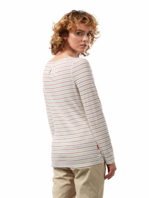 CWT1276 Craghoppers NosiLife Erin Top - Raspberry Lime Stripe - Back