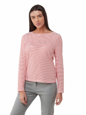 CWT1276 Craghoppers NosiLife Erin Top - Rio Red Stripe - Front