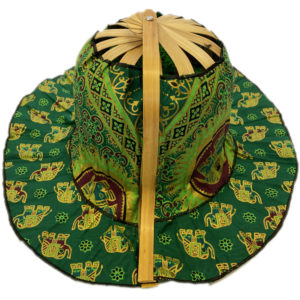 Bamboo Folding Fan Hat - Emerald Elephants