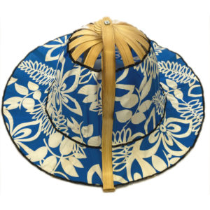 Bamboo Folding Fan Hat - Hawaiian Blue