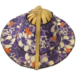 Bamboo Folding Fan Hat - Hawaiian Lilac