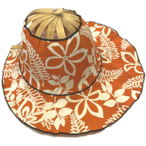 Bamboo Folding Fan Hat - Hawaiian Orange
