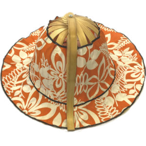 Bamboo Folding Fan Hat - Hawaiian Orange