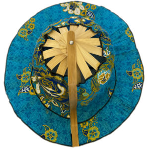 Bamboo Folding Fan Hat - Oriental Blue