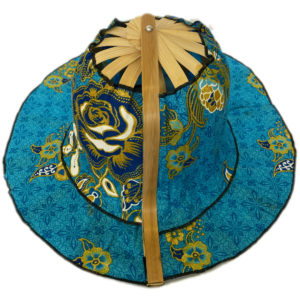 Bamboo Folding Fan Hat - Oriental Blue