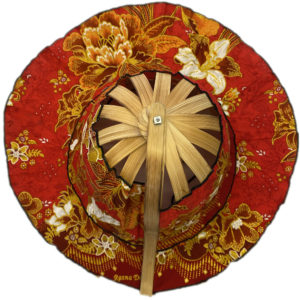 Bamboo Folding Fan Hat - Oriental Fire Red