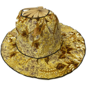 Bamboo Folding Fan Hat - Oriental Gold