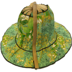 Bamboo Folding Fan Hat - Oriental Green