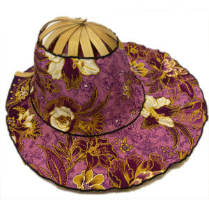 Bamboo Folding Fan Hat - Oriental Lavender