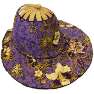 Bamboo Folding Fan Hat - Oriental Lilac-Gold