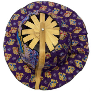 Bamboo Folding Fan Hat - Purple Elephants